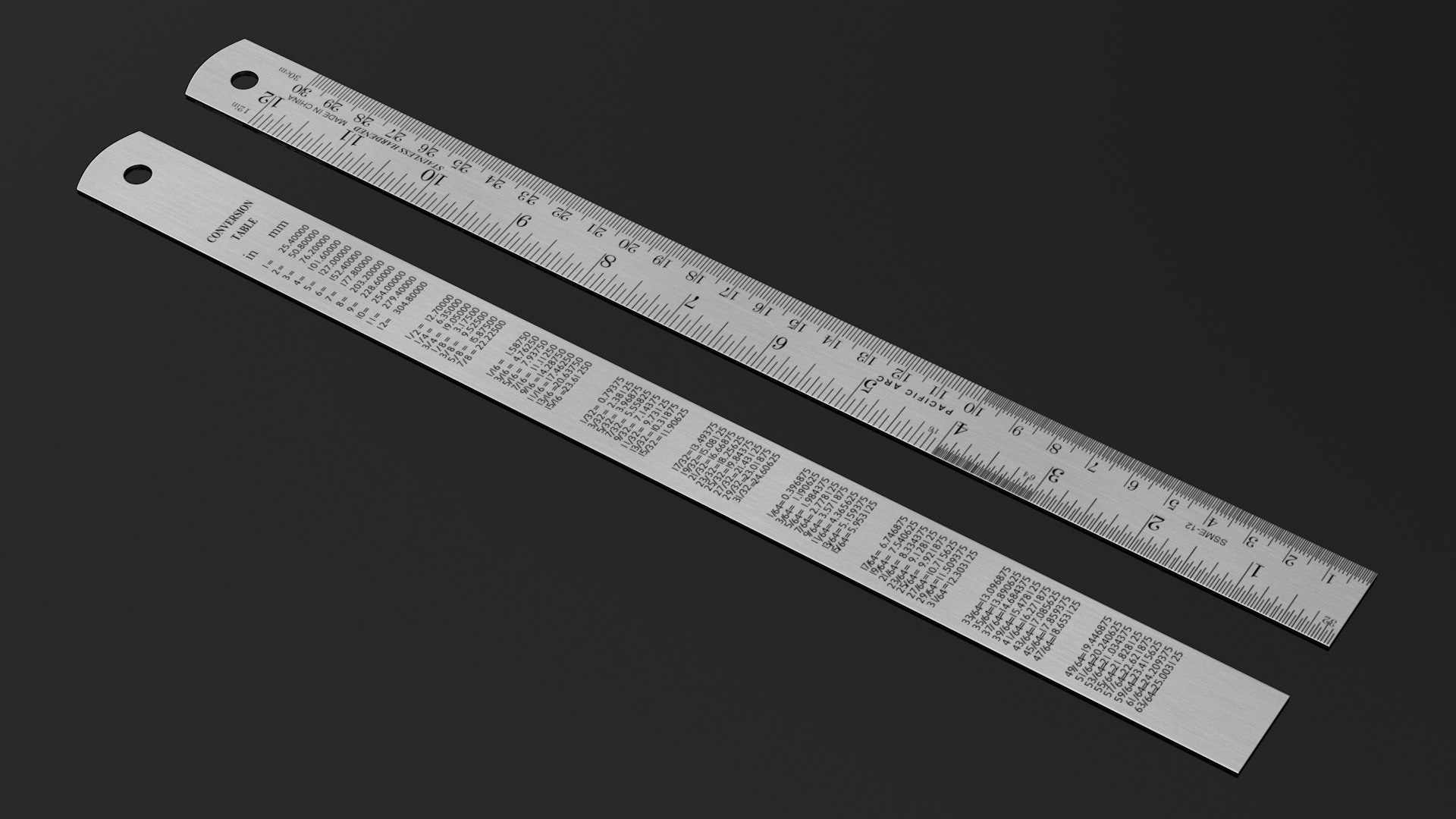 Stainless steel ruler 30 inch 3D model TurboSquid 1487244