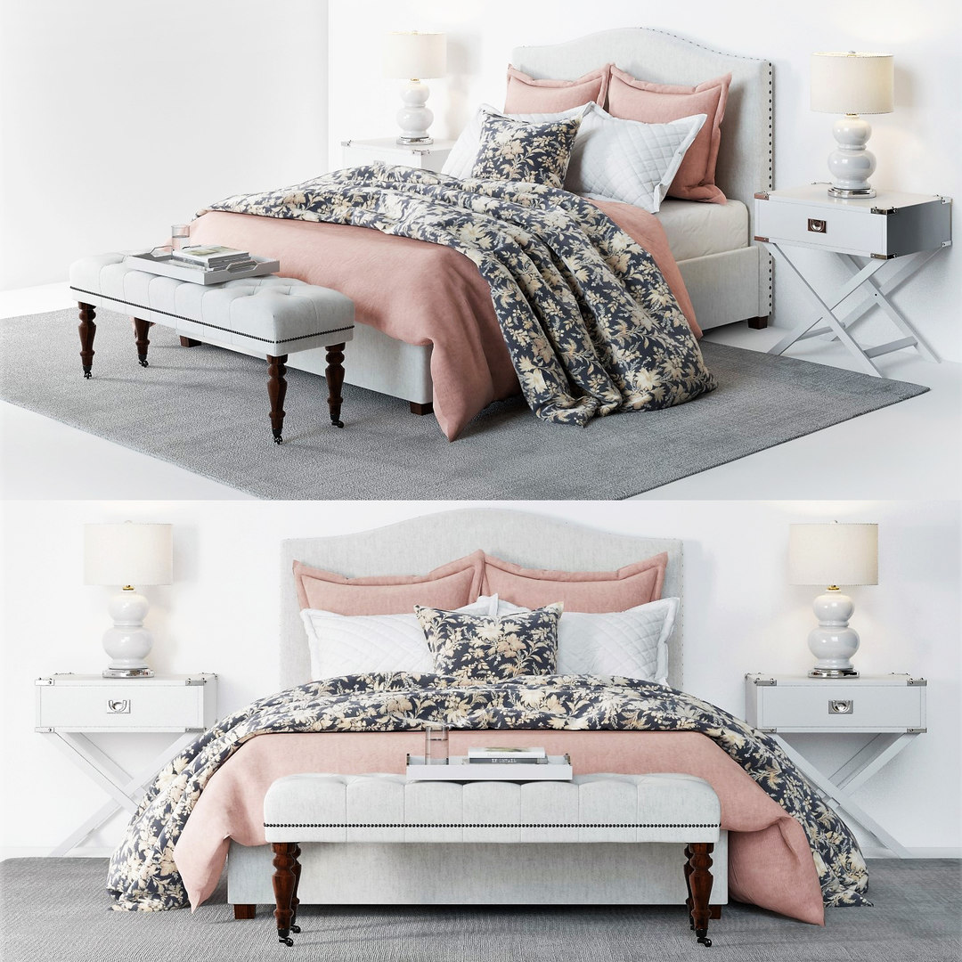 3D pottery barn raleigh bed TurboSquid 1488317