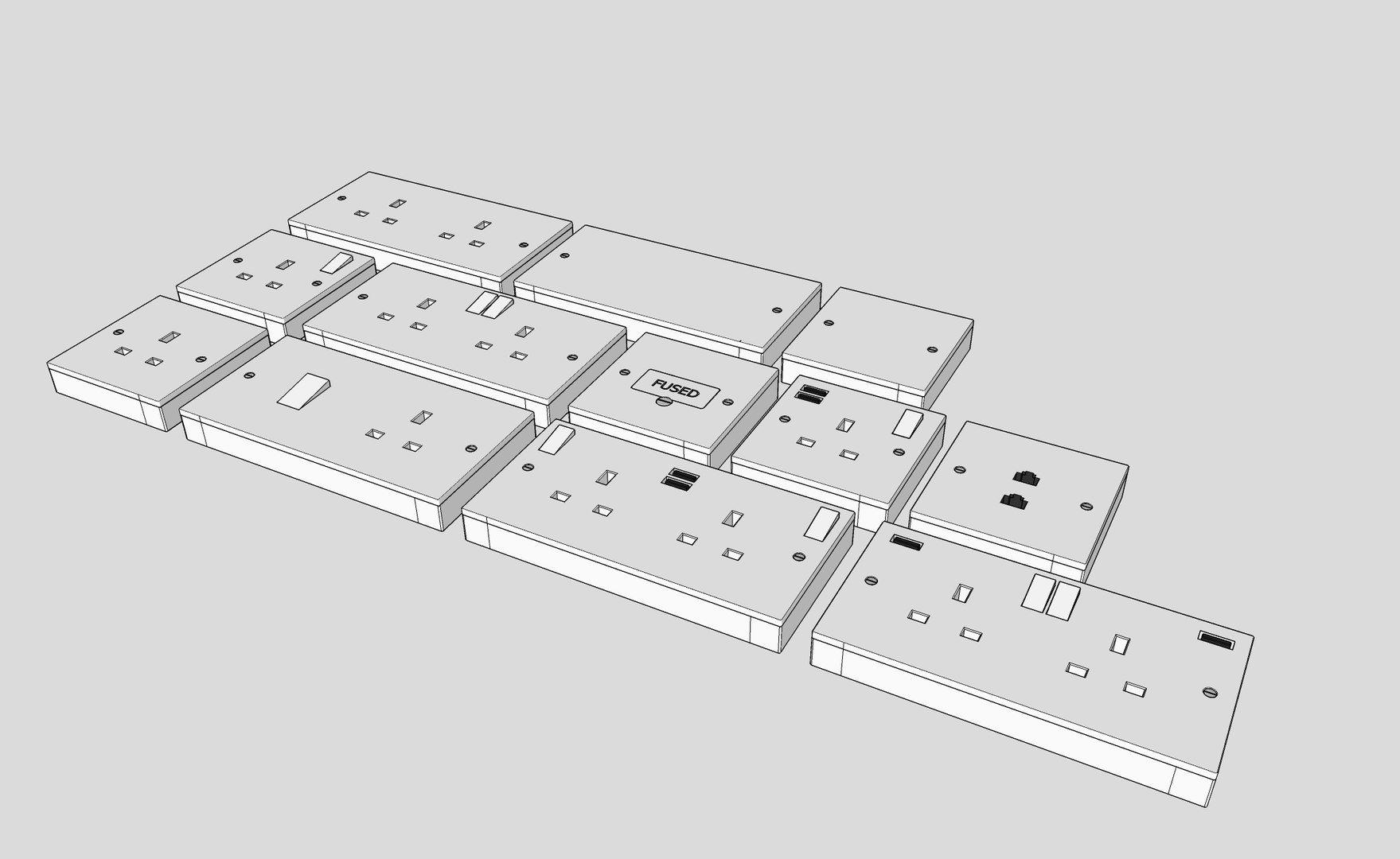 3D model uk sockets - TurboSquid 1488548