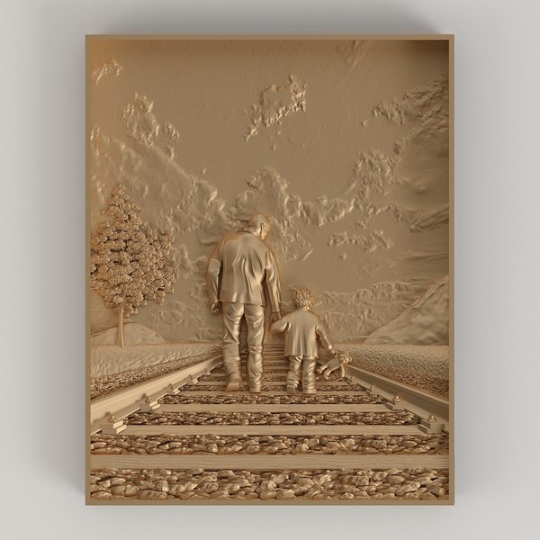bas-relief father son 3D model