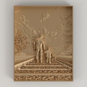 bas-relief father son 3D model