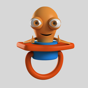 3D rigged pacifier cartoon character