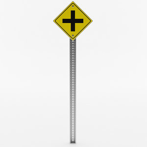 four-way intersection sign 3D model