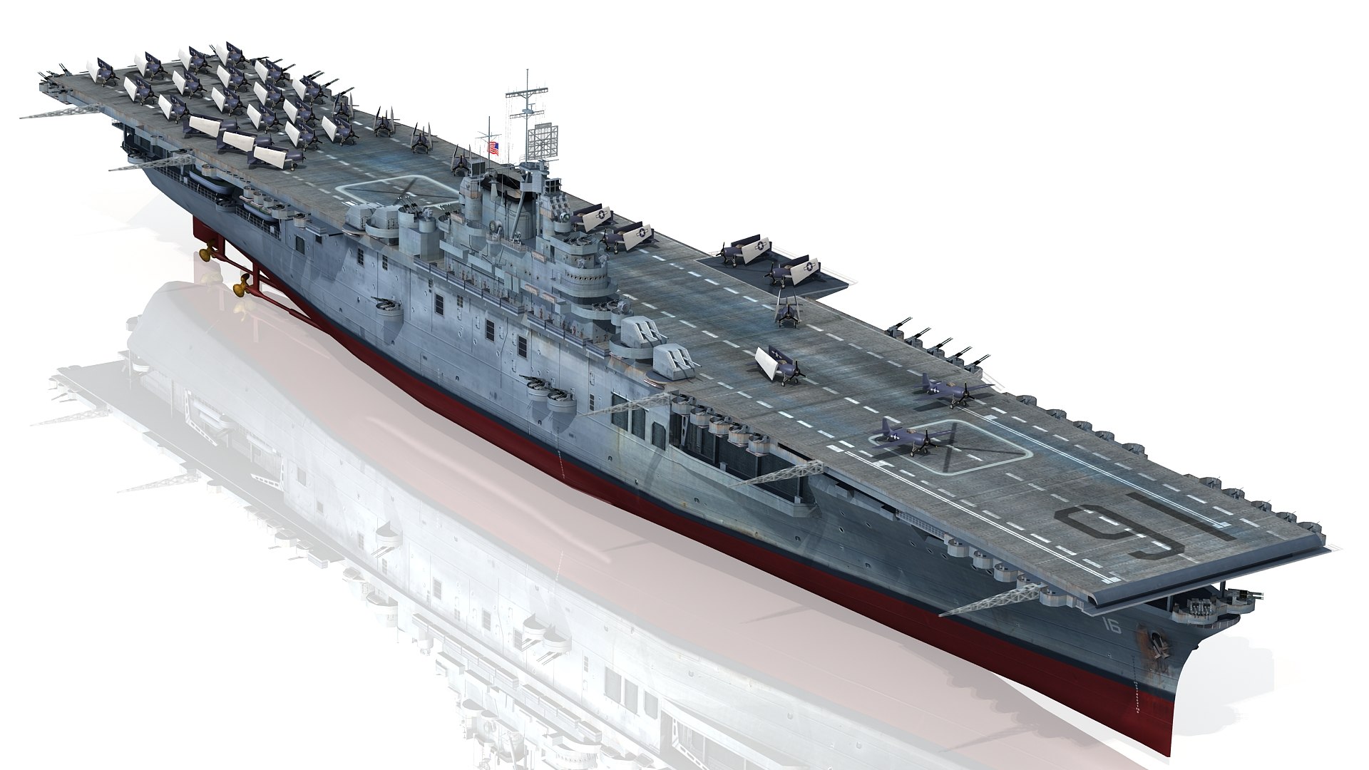 3D uss lexington cv-16 1944-1945 - TurboSquid 1489991