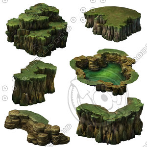 2.5D Mountain Rocks Trees Flower Game Assets Collection