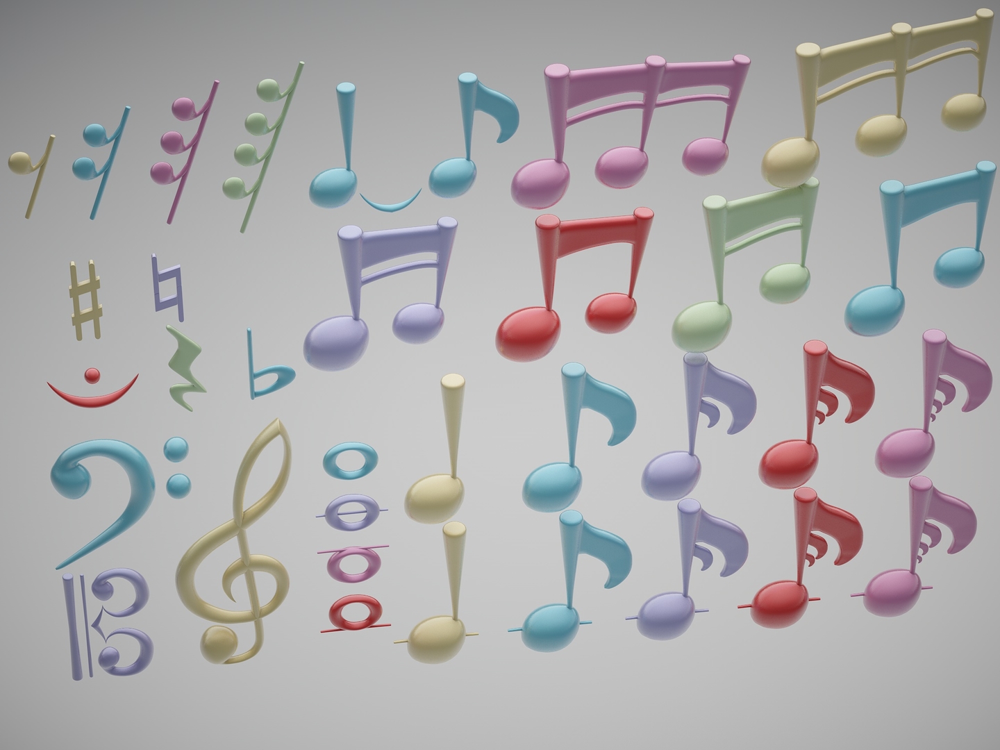 Music notes 3D model TurboSquid 1490347