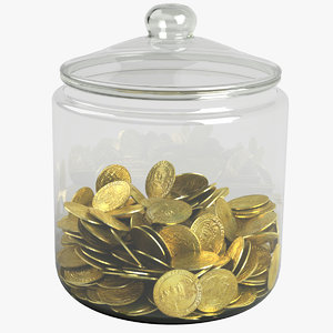 3D gold coin jar