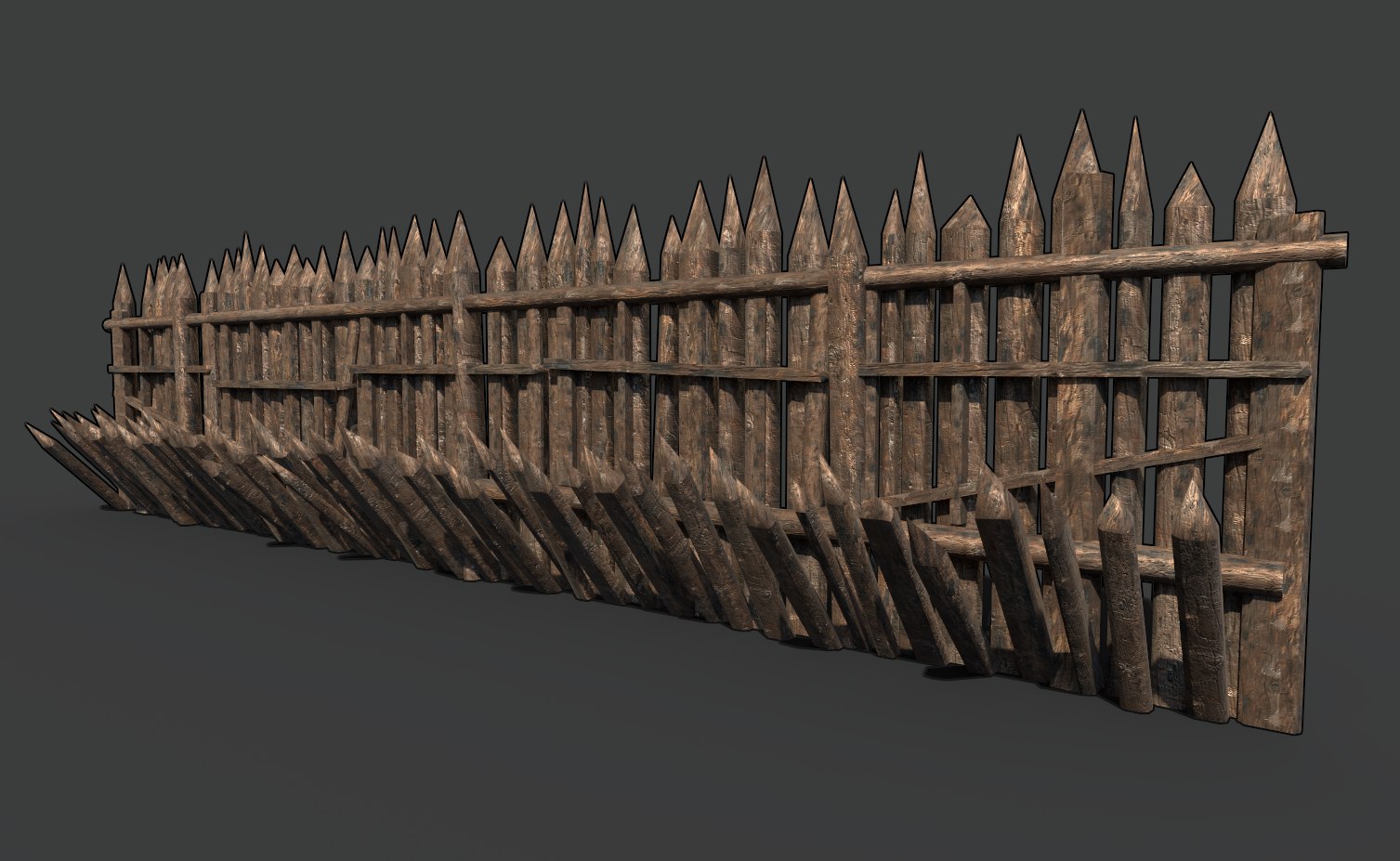 Wooden palisade walls 3D TurboSquid 1491048