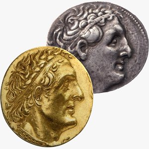 3D set pentadrachm gold coin