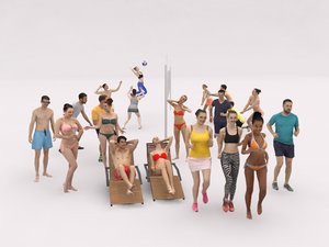 3D scanned characters people casual model