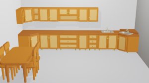 cartoon modular kitchen design 3D
