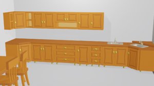 3D cartoon modular kitchen design model