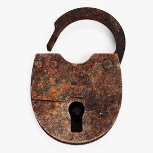 3D rusty padlock