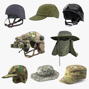 3D military hats 3 model