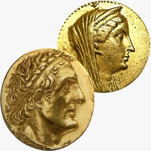 3D set pentadrachm gold coin model