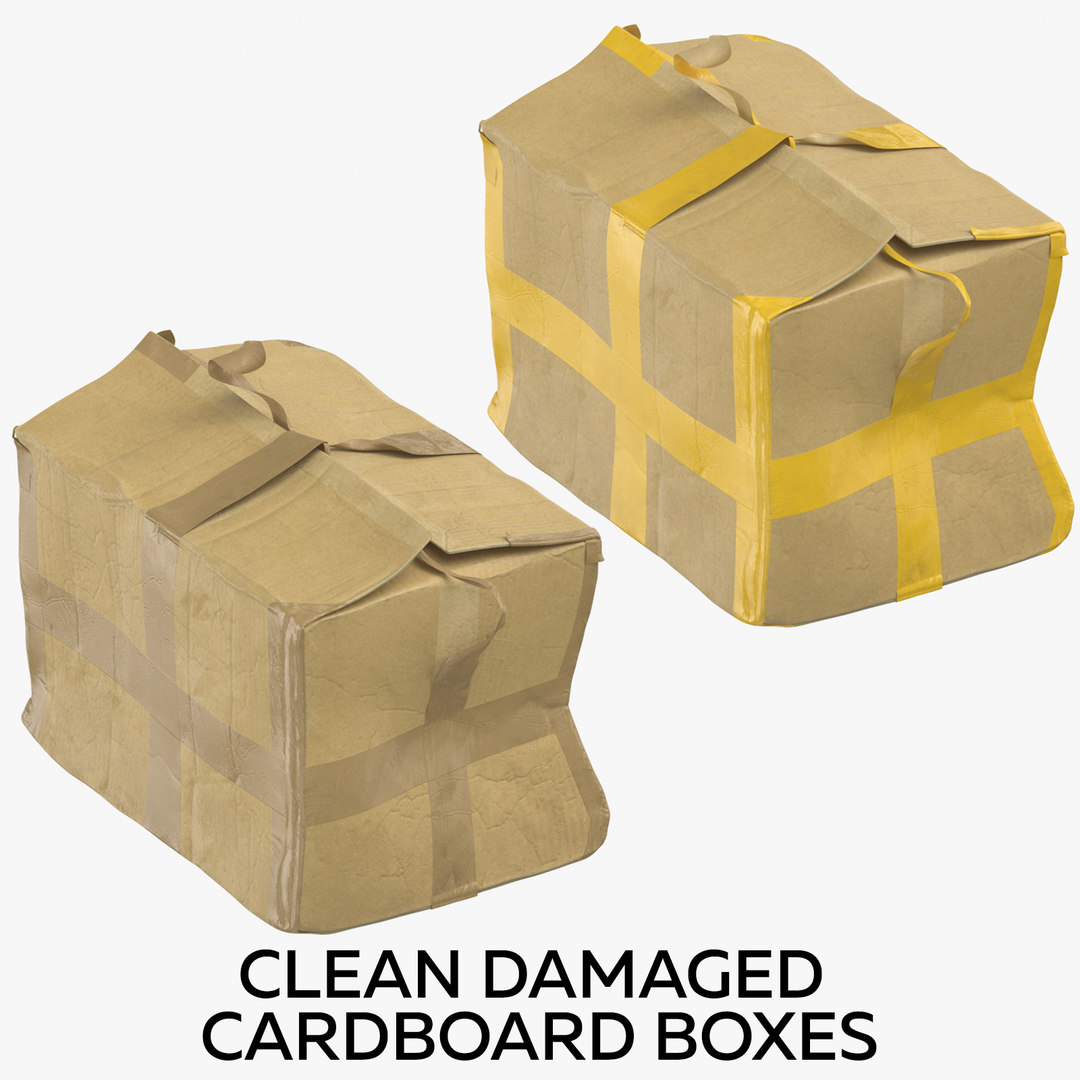 3D model clean damaged cardboard boxes TurboSquid 1493060