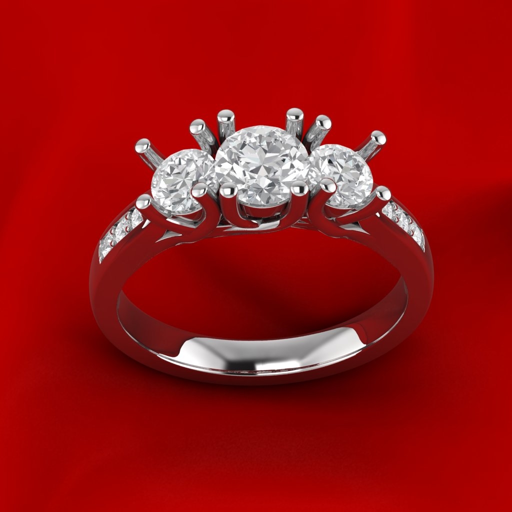 3宝石舒适型戒指3d模型