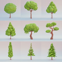 3D trees cartoon toon model - TurboSquid 1179122