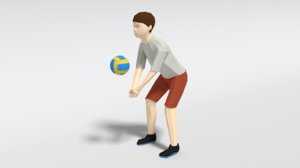 kid playing volleyball ball 3D model