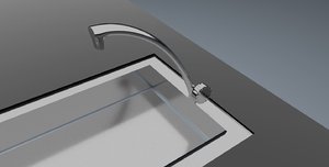 3D kitchen counter faucet sink