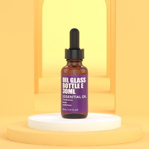 3D amber glass bottle oil