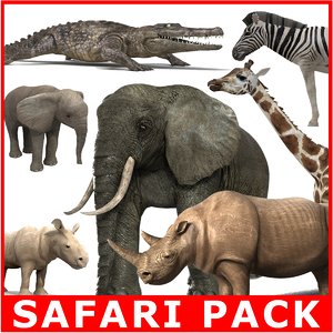 6 animals safari pack c4d