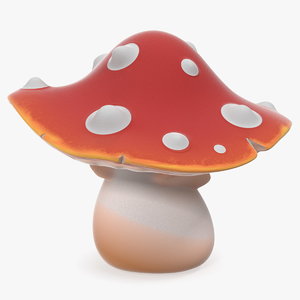 3D cartoon style amanita mushroom
