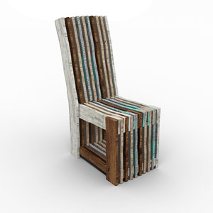 chair old wood furniture 3D model