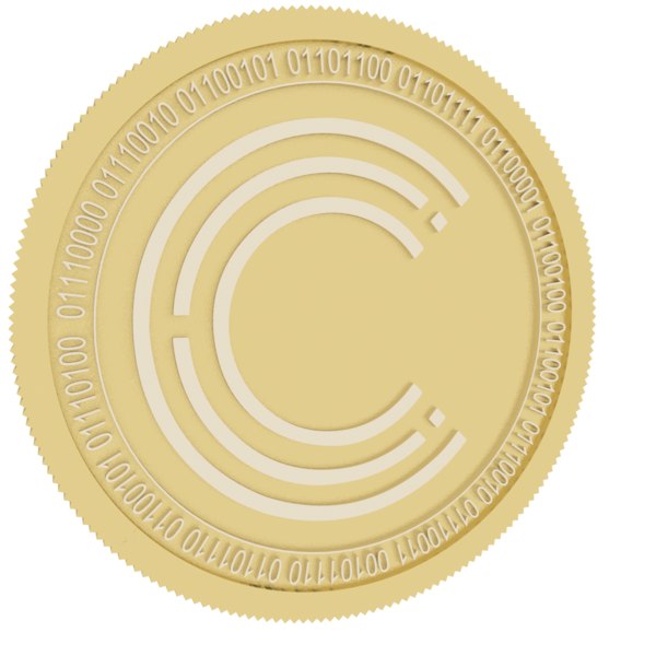 3D crypterium gold coin model