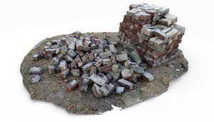 3D red brick stack