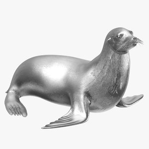 3D model sea lion silver
