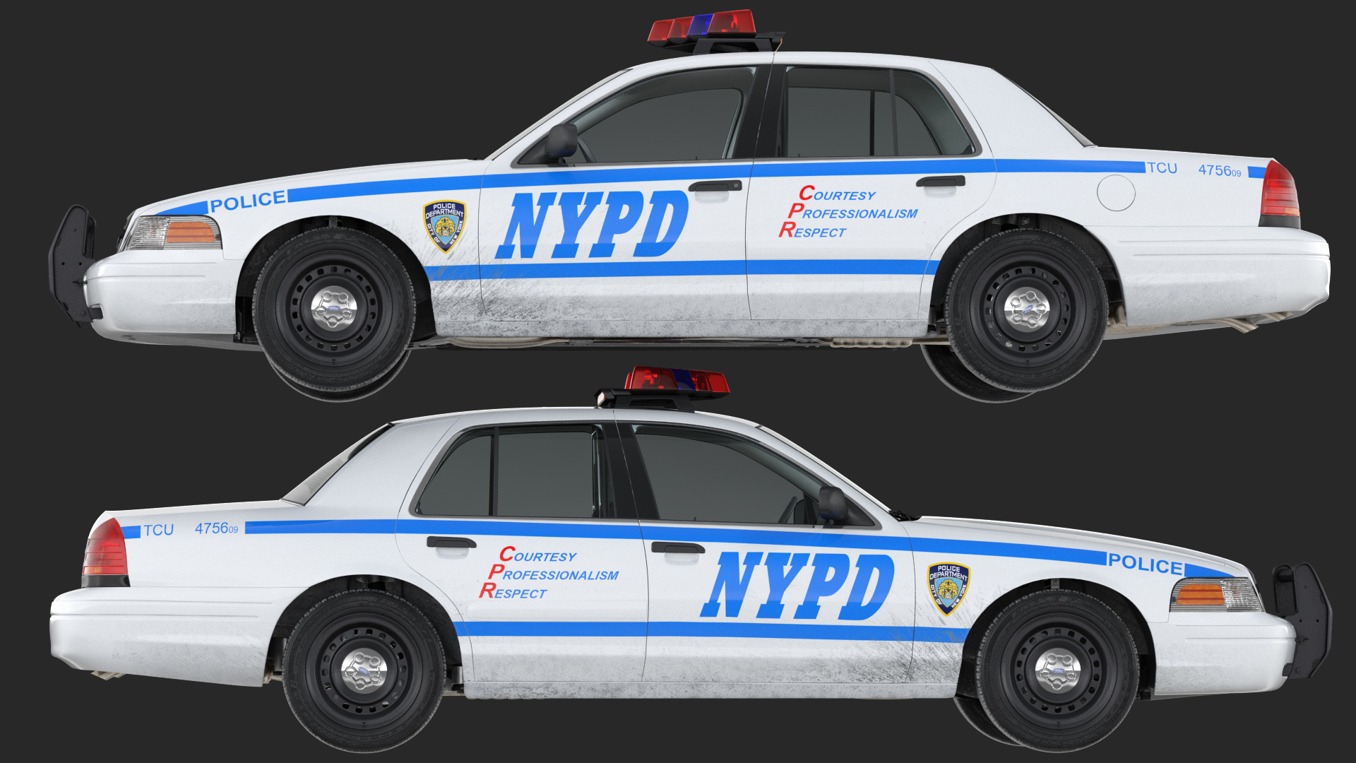 Modèle 3d De Ford Crown Victoria Police Car Nypd Intérieur Simple