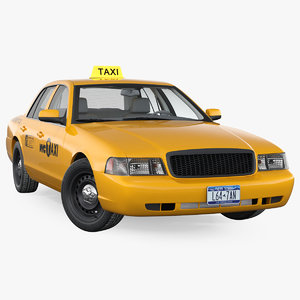 3D model crown victoria yellow taxi