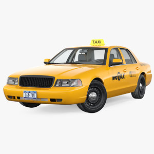 generic yellow taxi rigged 3D