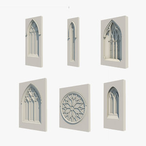 medieval gothic 5 windows 3d model