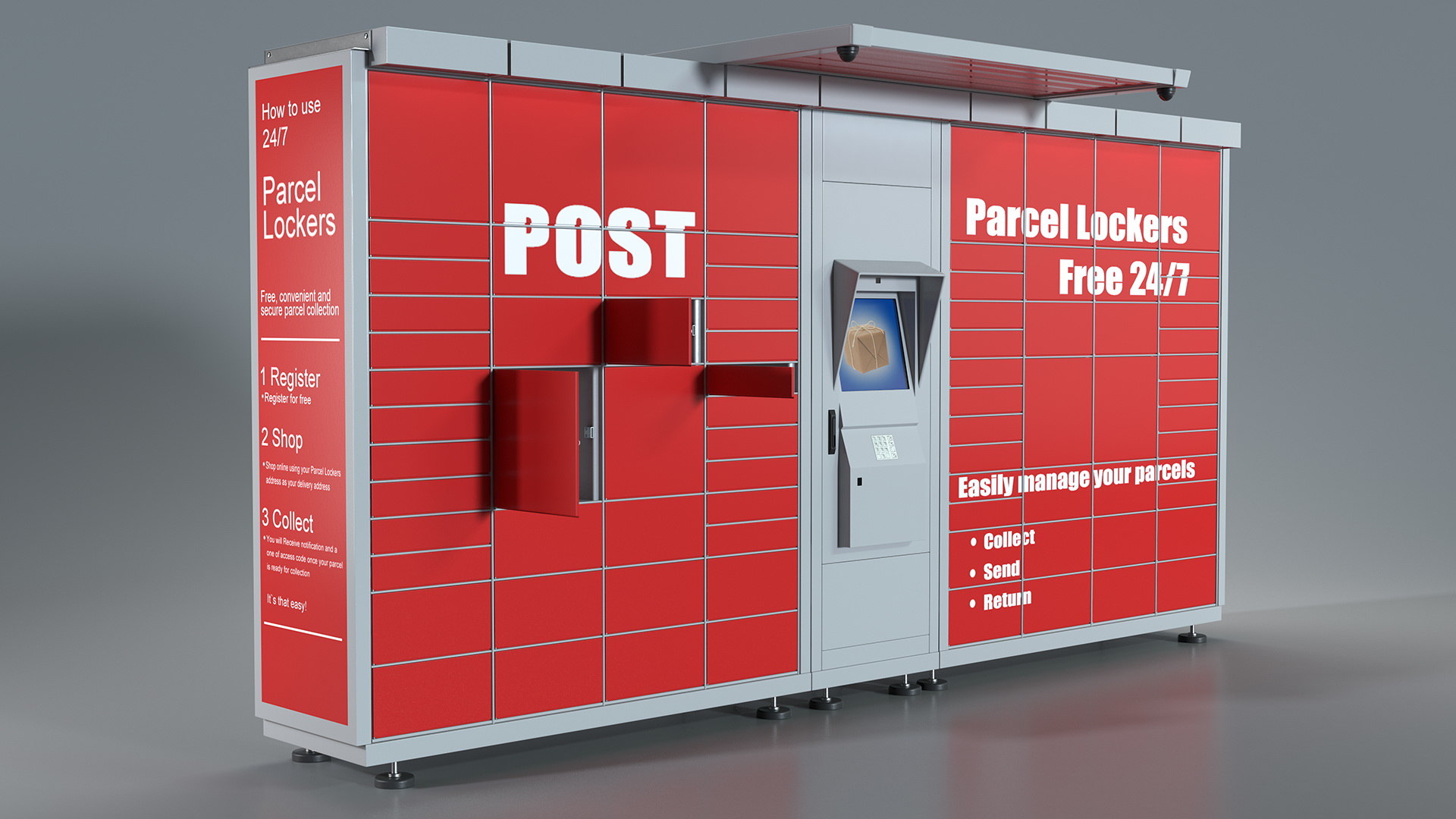 3D post parcel lockers TurboSquid 1496529