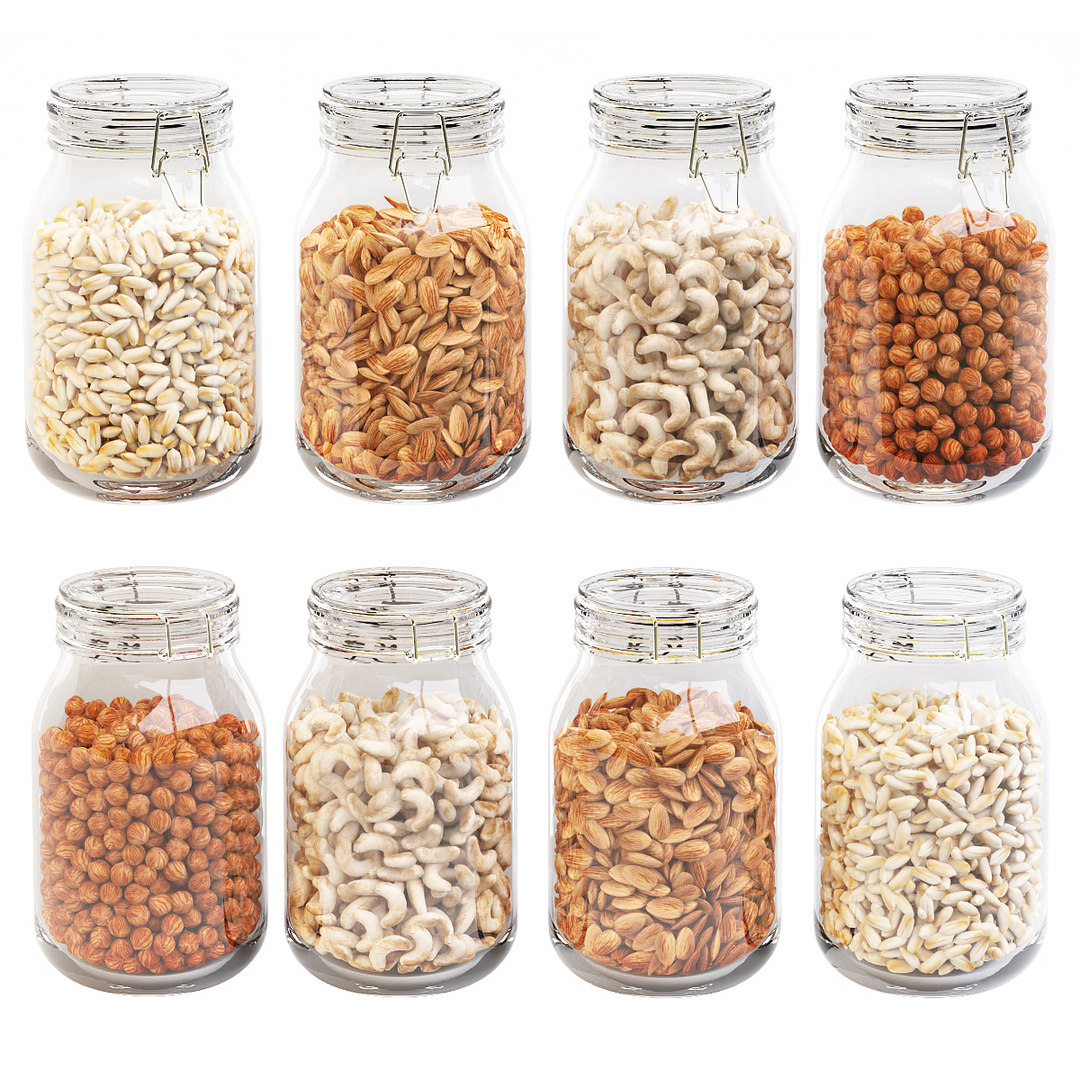 Kitchen glass jars nuts 3D TurboSquid 1496908