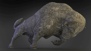 bison buffalo bull statue 3D
