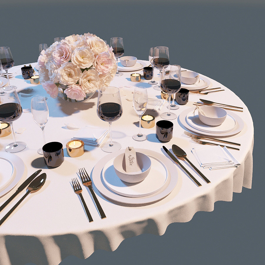 Banquet tableware 3D model TurboSquid 1497507
