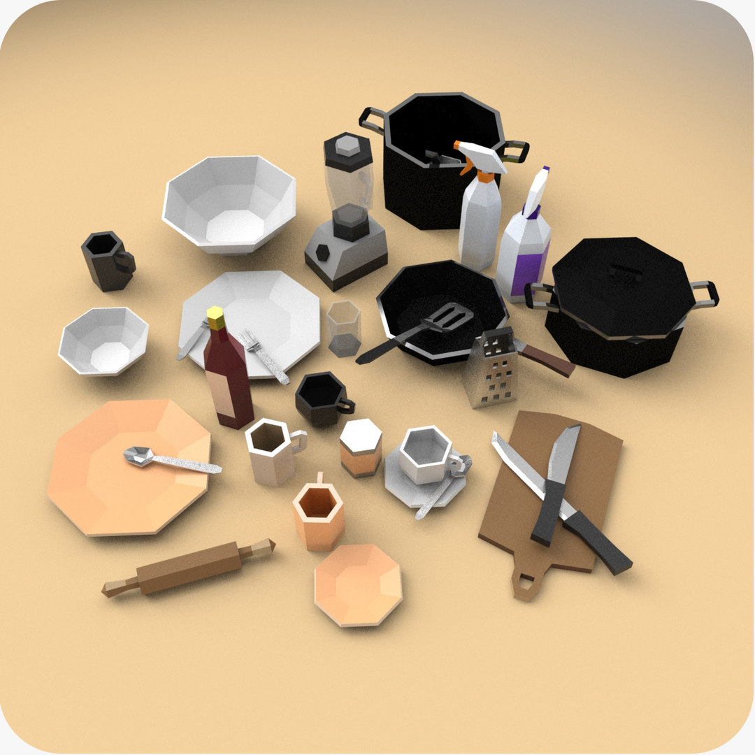 3D model kitchen props TurboSquid 1497481