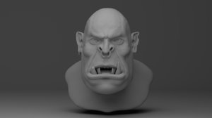 3D orc bust sculpted
