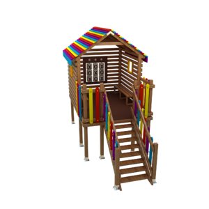seesaw playground wooden playhouse 3D model