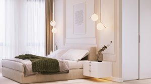 3D bedroom interior scene corona