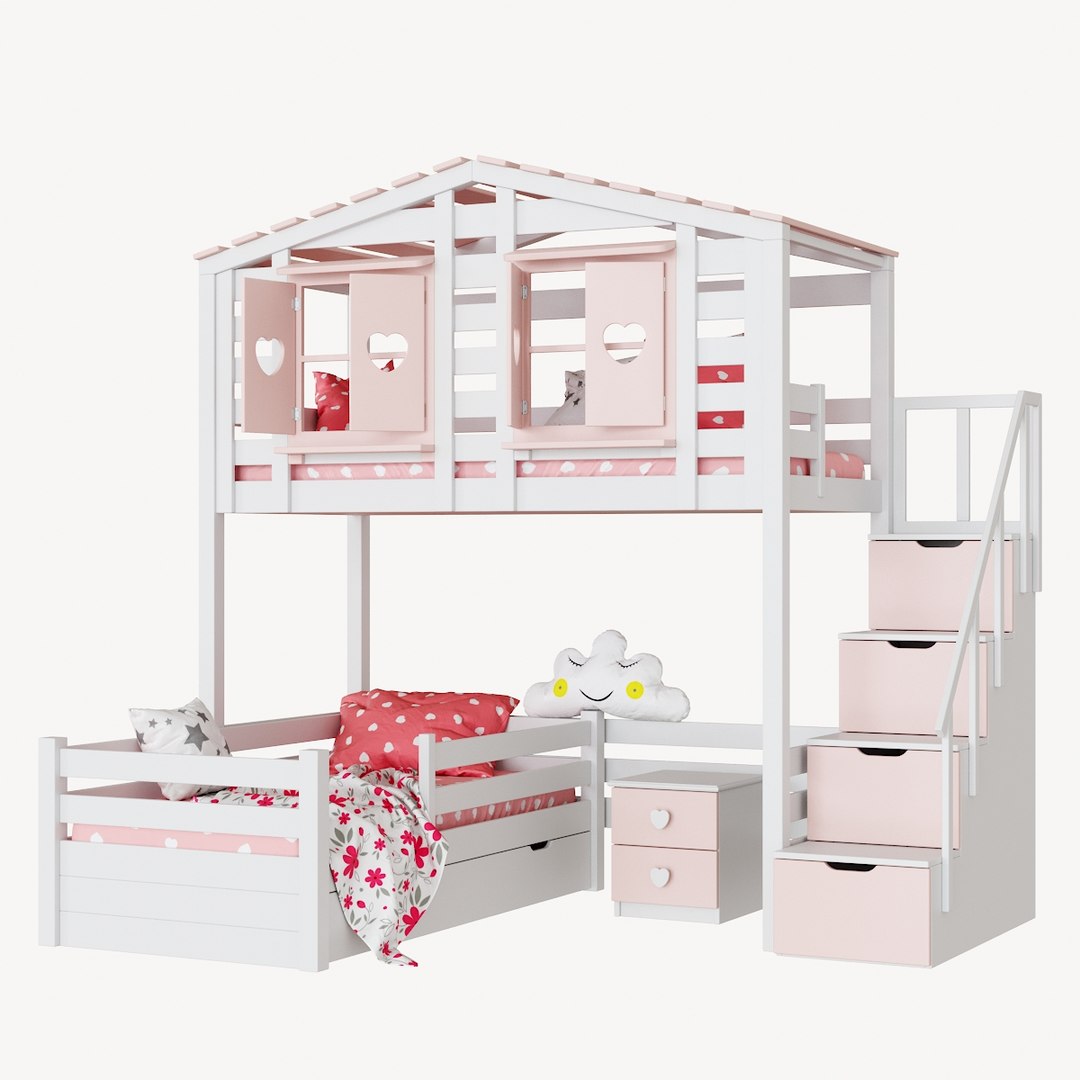 3д модель детский кровать