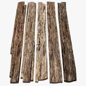 3D model weathered old wood planks