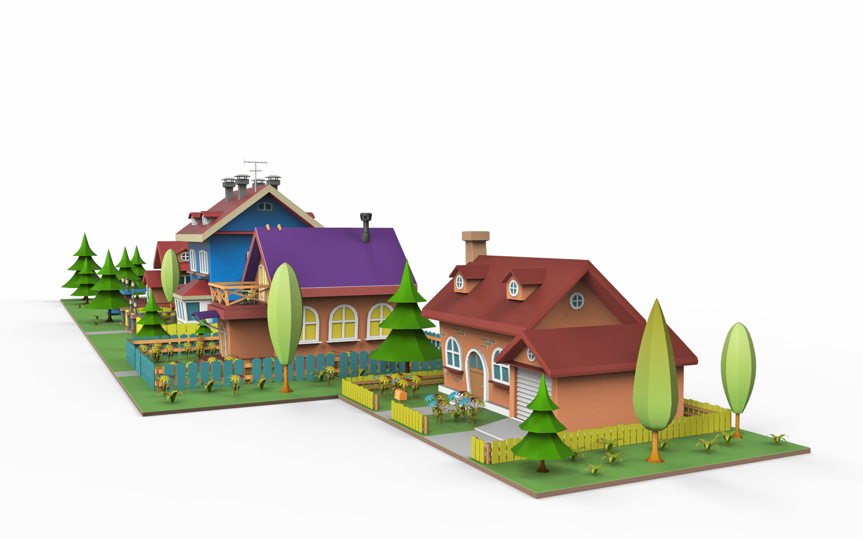 Low-poly cartoon village 3D model - TurboSquid 1499461