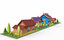 low-poly cartoon village 3D model