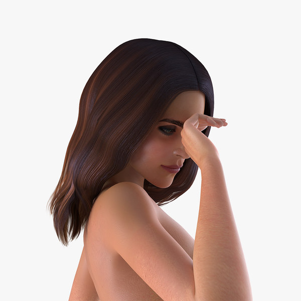 nude woman standing pose 3D model