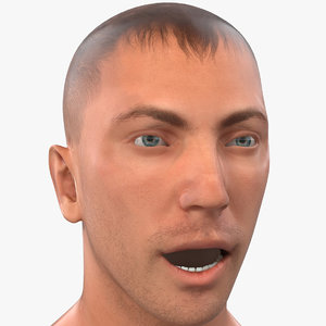 3D caucasian male head rigged