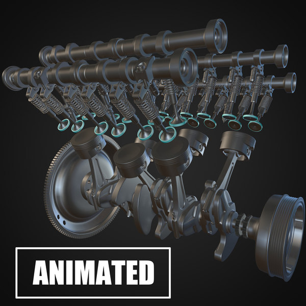V6エンジンアニメ化3dモデル Turbosquid